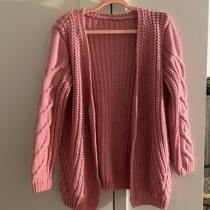 Oversized Knitted Pink Cardigan